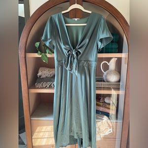 Baltic Born Poppy Satin Midi Dress in Winter Green